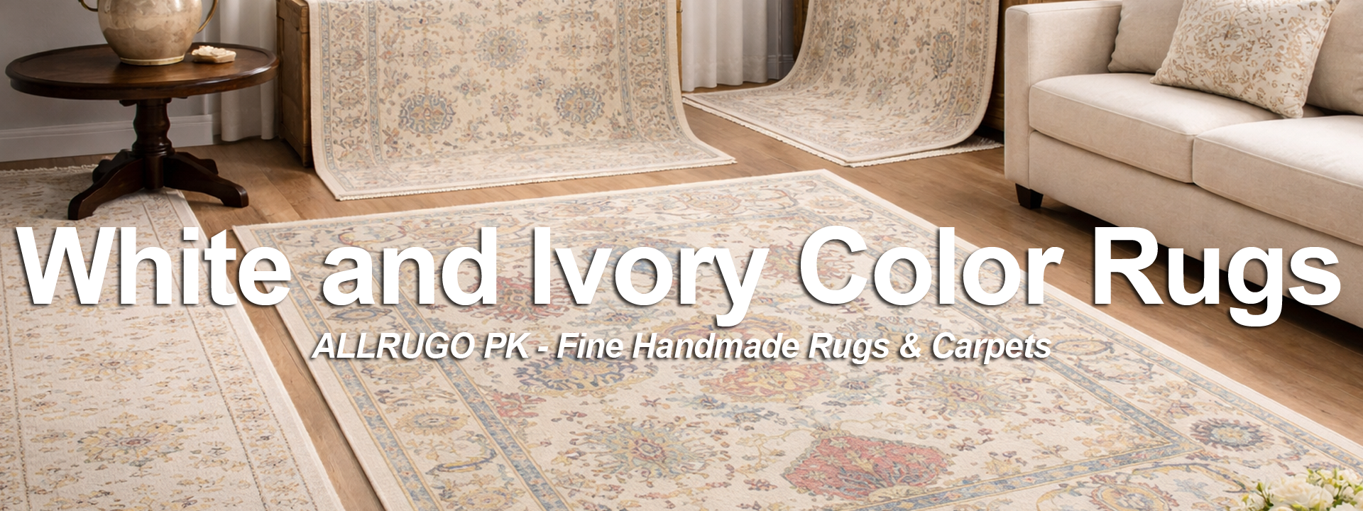Handmade Cream - Ivory And White Rugs - Buy at ALLRUGO PK