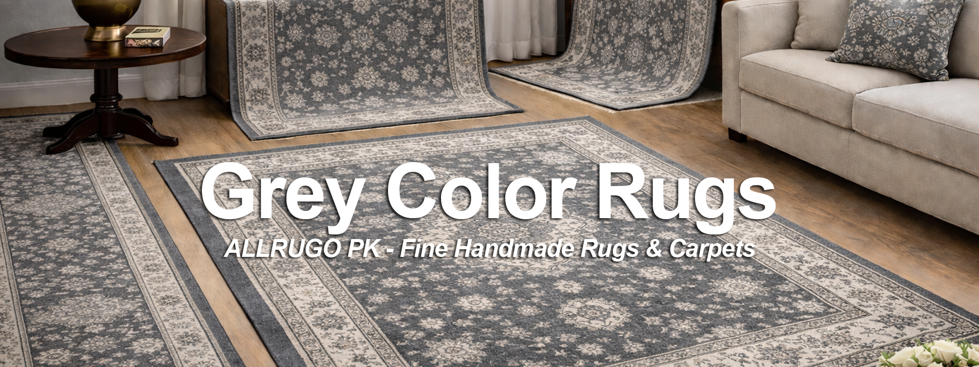 Hand Knotted Grey Area Rugs and Carpets - Buy at ALLRUGOPK