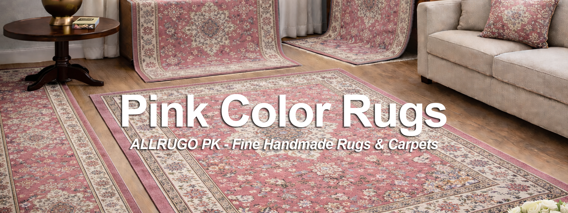 Hand knotted Colorful Pink Rugs and Carpets - ALLRUGO PK