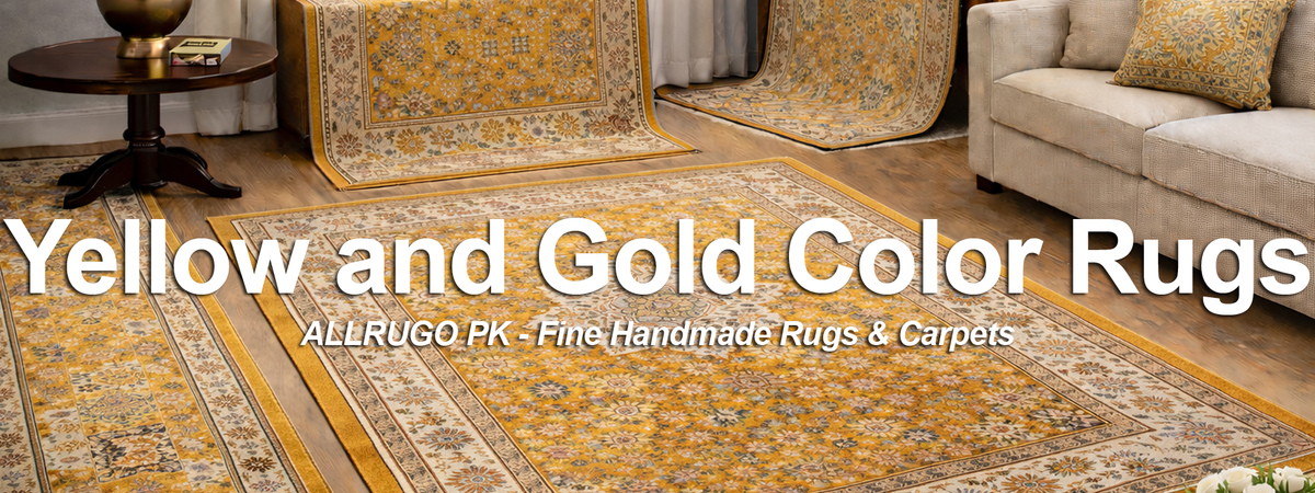Best Handmade Yellow & Gold Rugs at AllRUGO.PK | Shop now!