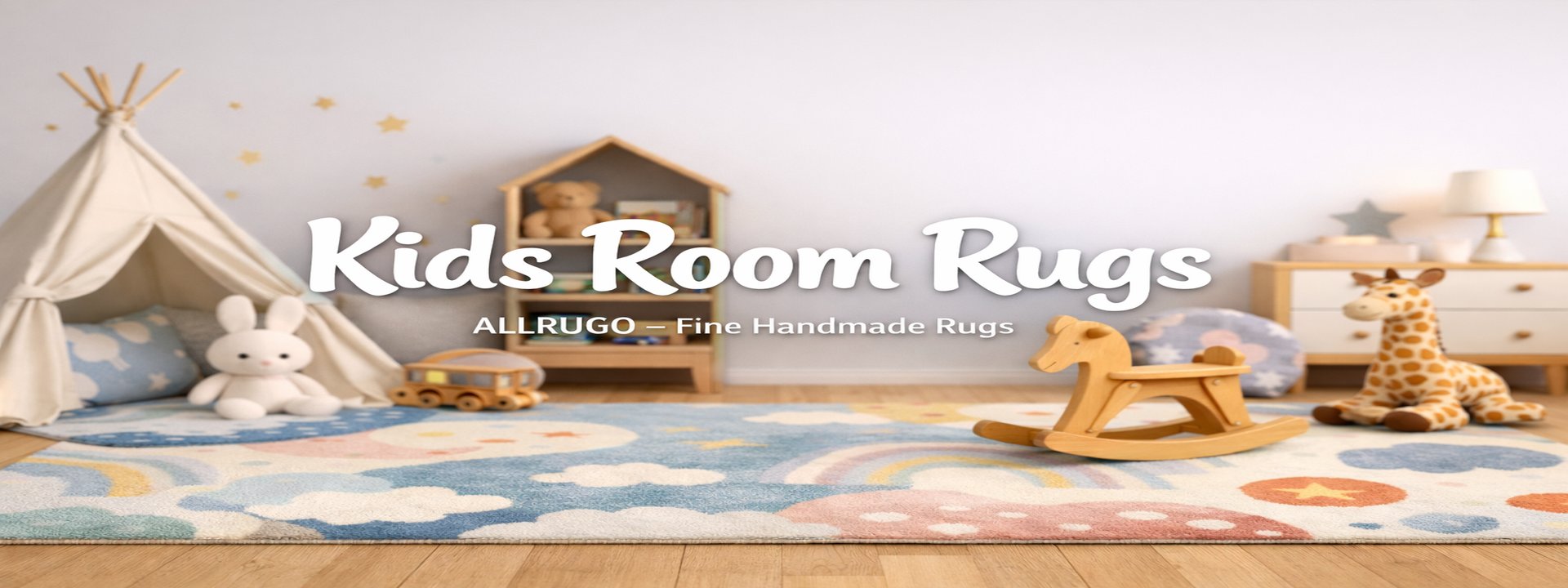 Kids room rugs collection featuring soft, colorful handmade rugs by ALLRUGO PK