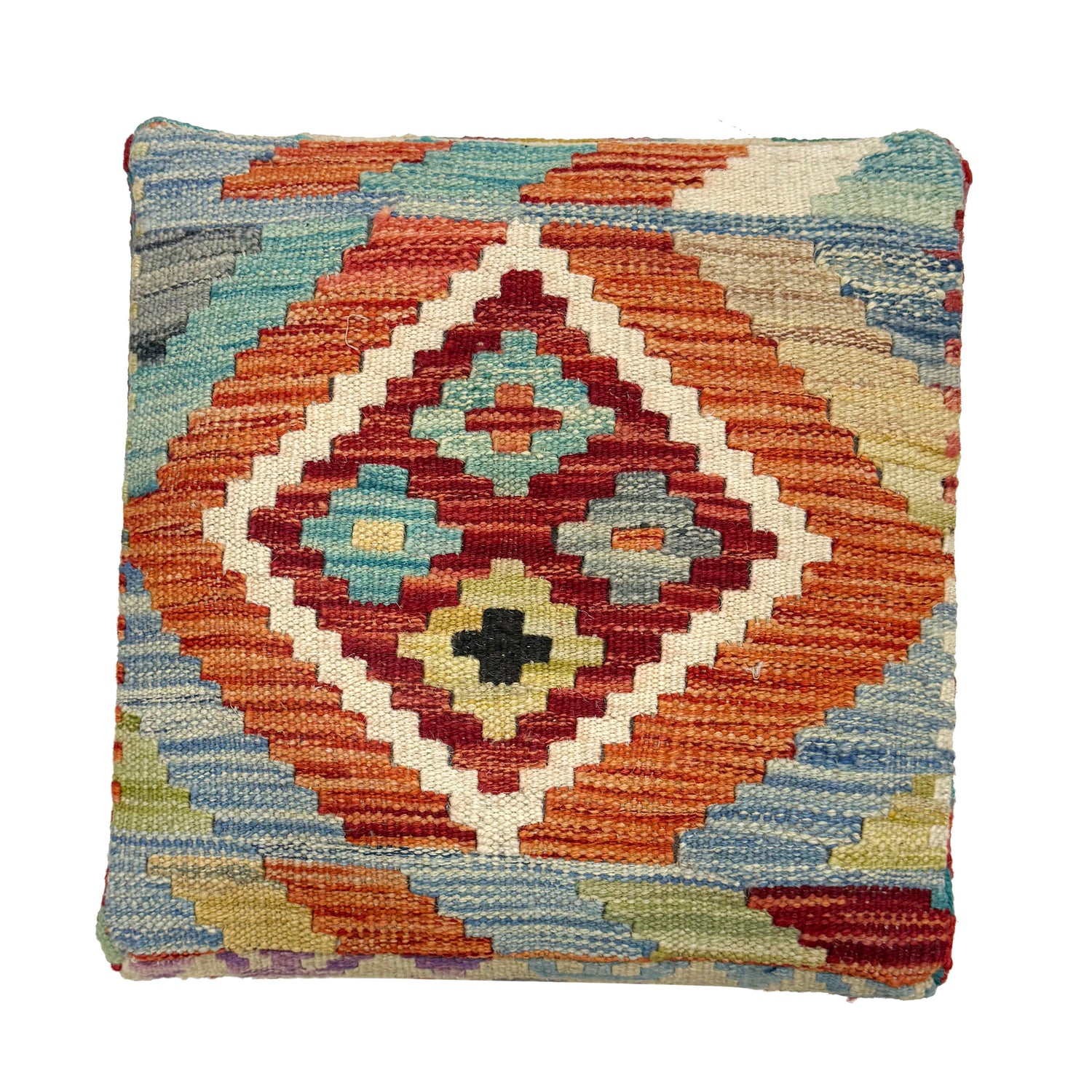 Kilim Square Stool - Handmade Seating 1' 3" x 1' 3" (ft) - No. AL10