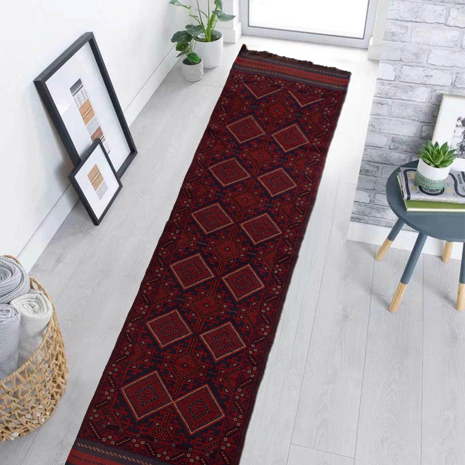 Red Mashwani Long Runner 2' 4 x 11' 8 (ft) - No. 1184