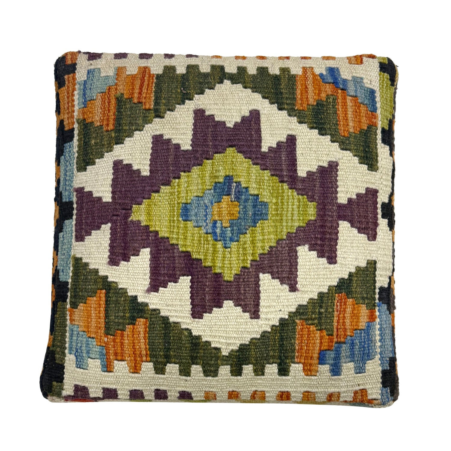 Handmade Kilim Square Stool for Home 1' 3" x 1' 3" (ft) - No. AL12