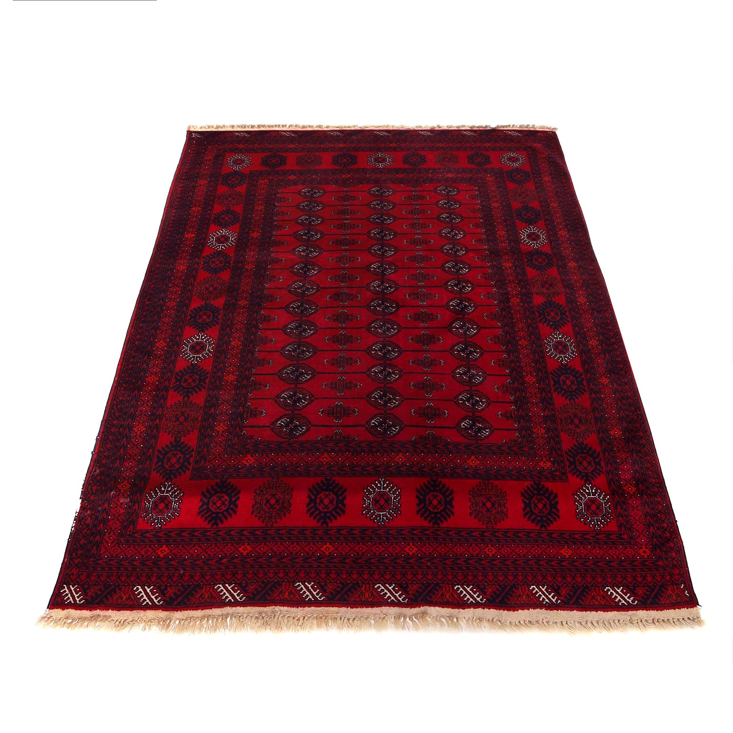 Hand Knotted Bokhara Wool Carpet 4' 6" x 6' 2" (ft) - No. 1324