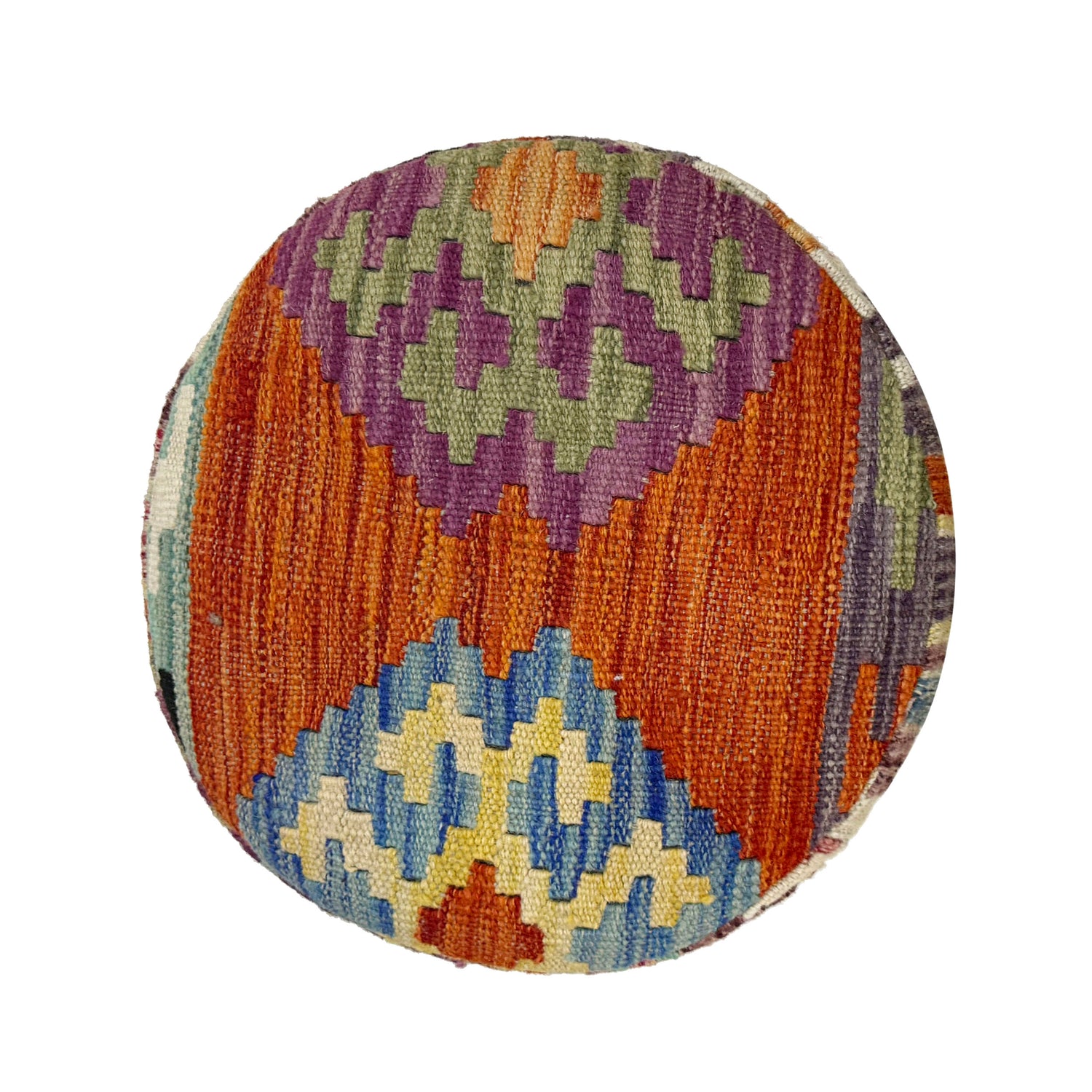 Kilim Round Stool - Handmade Seating 1' 2" x 1' 5" (ft) - No. AL13