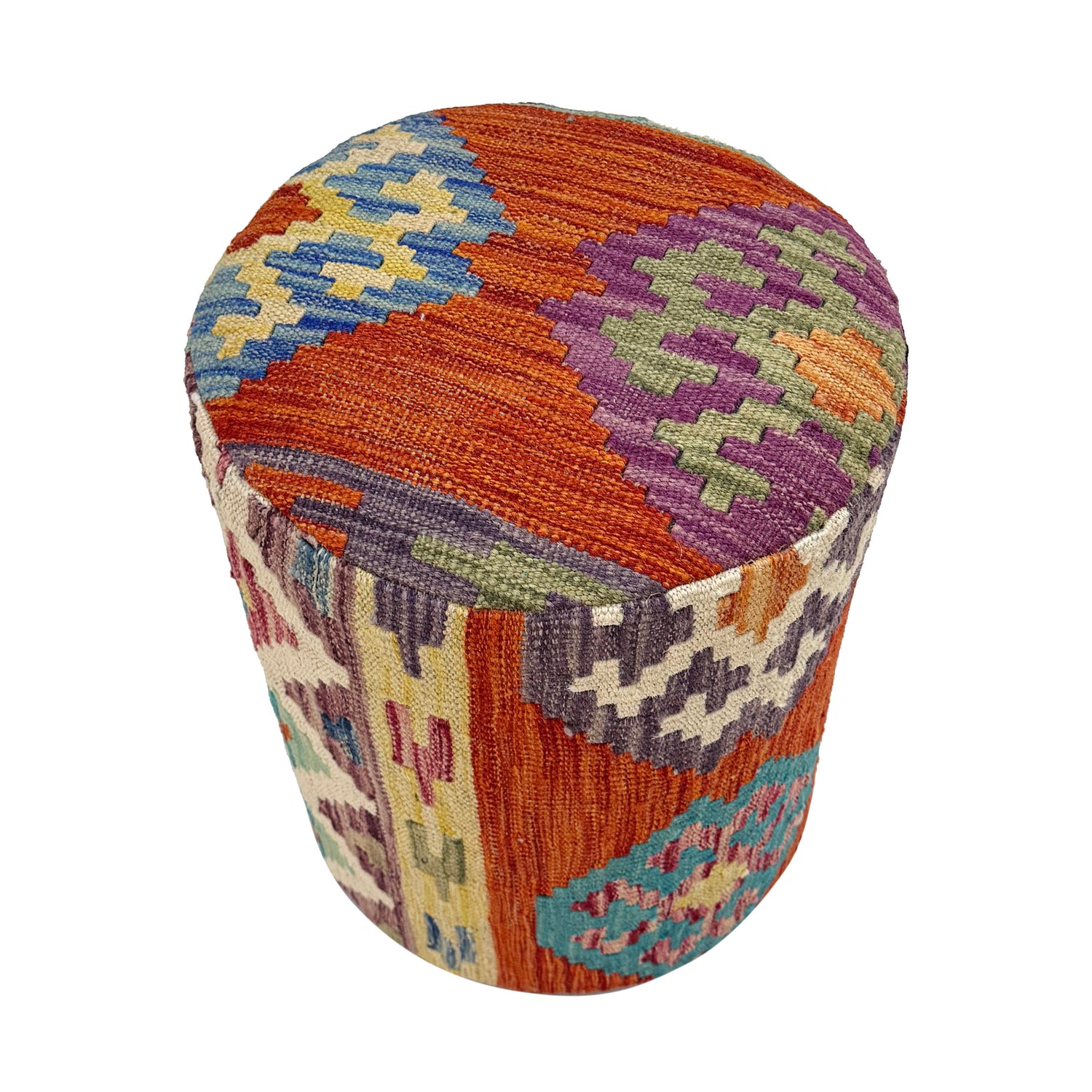 Kilim Round Stool - Handmade Seating 1' 2" x 1' 5" (ft) - No. AL13