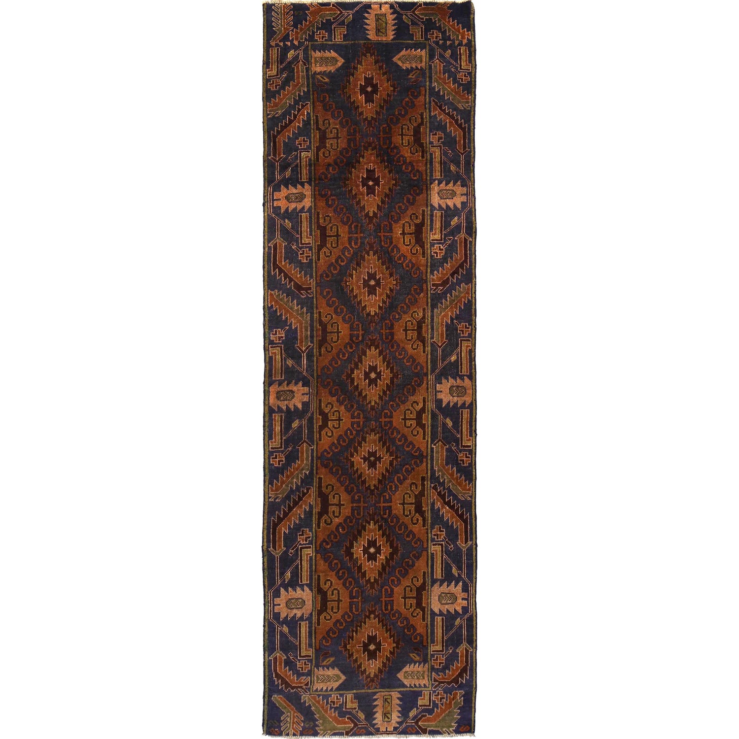 Handmade Vintage Baluch Runner 2' 7" x 9' 6" (ft) - No. AL171