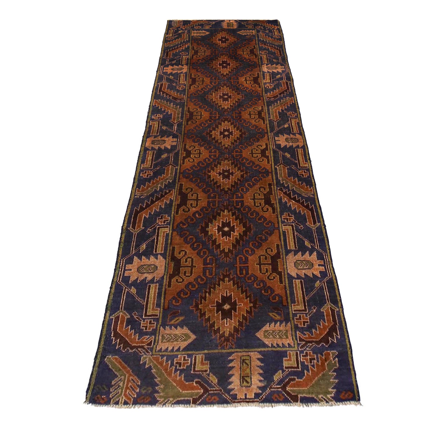 Handmade Vintage Baluch Runner 2' 7" x 9' 6" (ft) - No. AL171