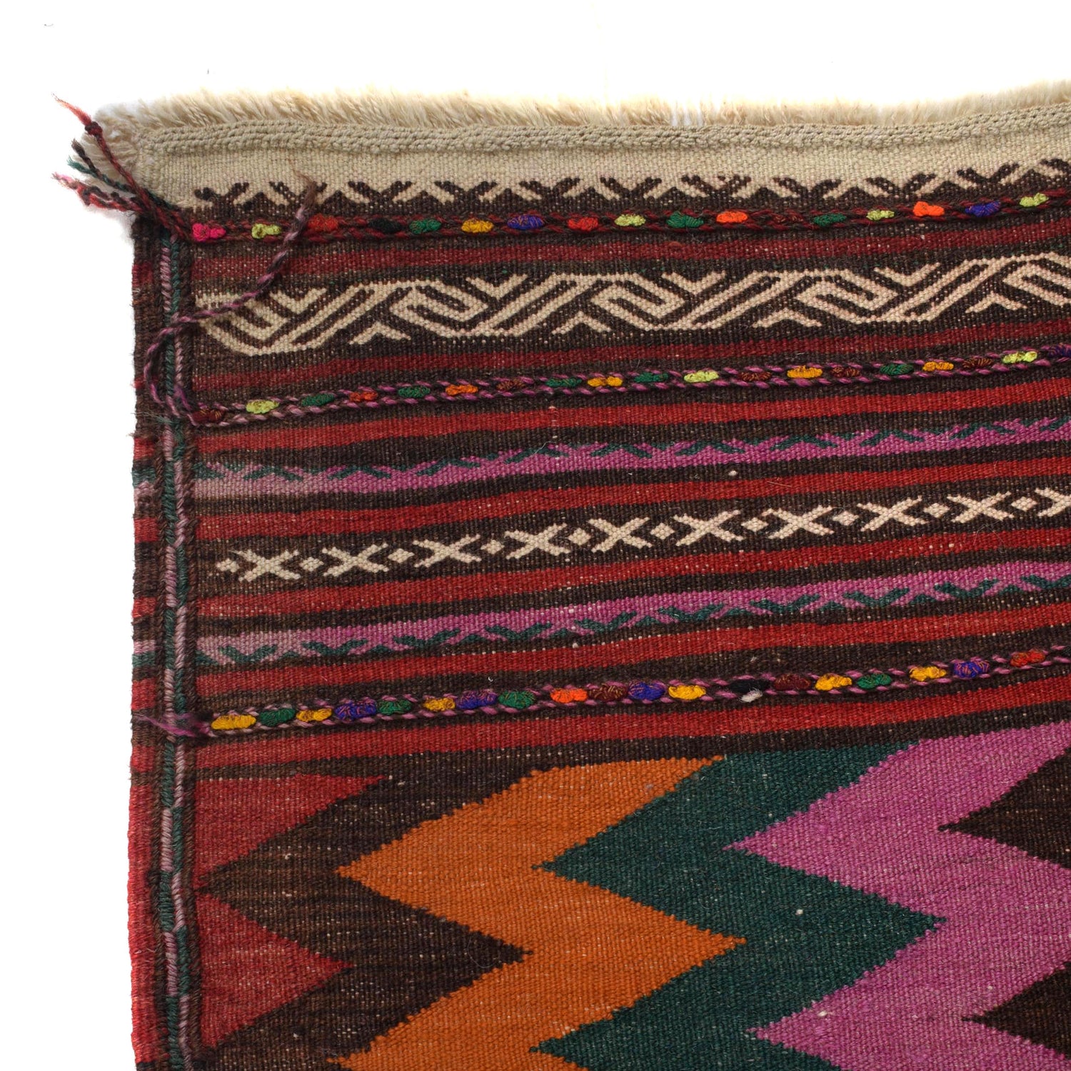 Hand Knotted Table Sheet Dhurrie Runner 2' 3" x 6' 5" (ft) - No. 18