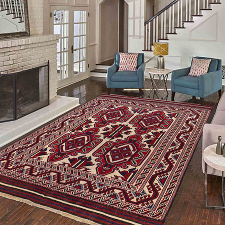 Handmade Flatweave Kilim 6' 10" x 9' 4" (ft) - No. 2611