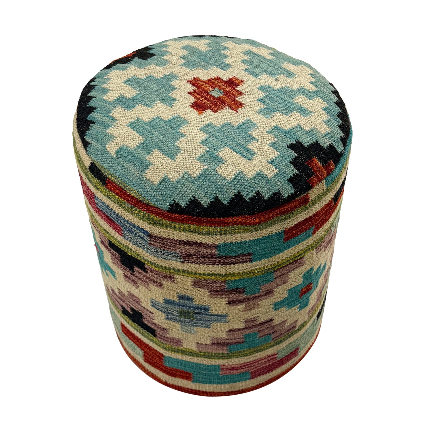 Kilim Round Stool - Handmade Seating 1' 2" x 1' 5" (ft) - No. AL2