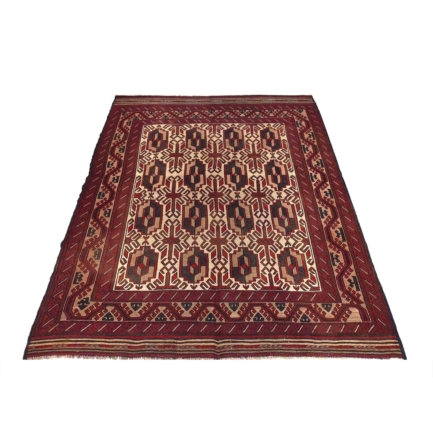 Hand Knotted Vintage Kilim 6' 6" x 8' 11" (ft) - No. 3068