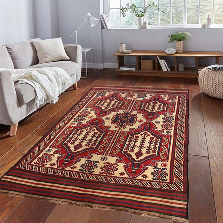Handmade Vintage Kilim 4' 7" x 6' 5" (ft) - No. 3103