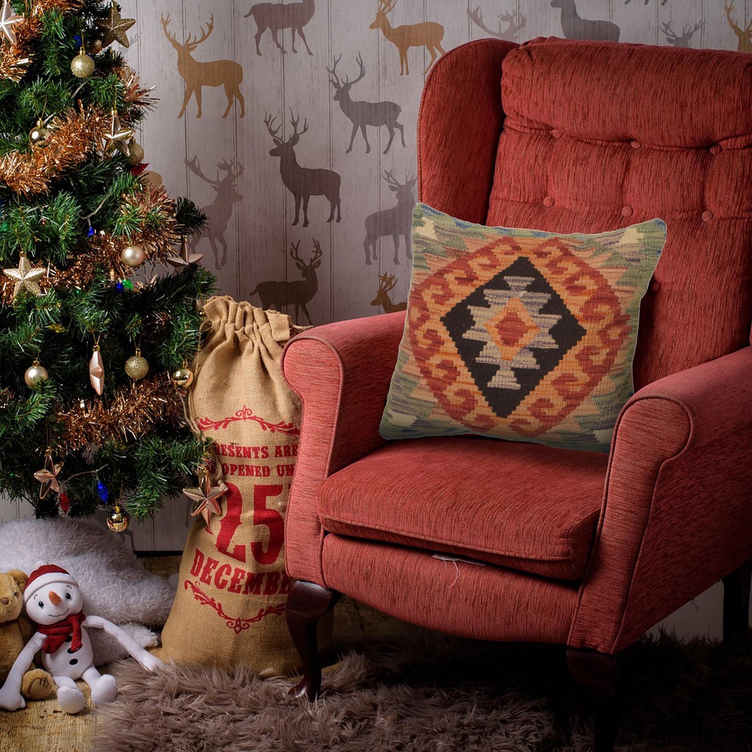 Kilim Cushion Covers 1' 5" x 1' 7" (ft) - No. 34466