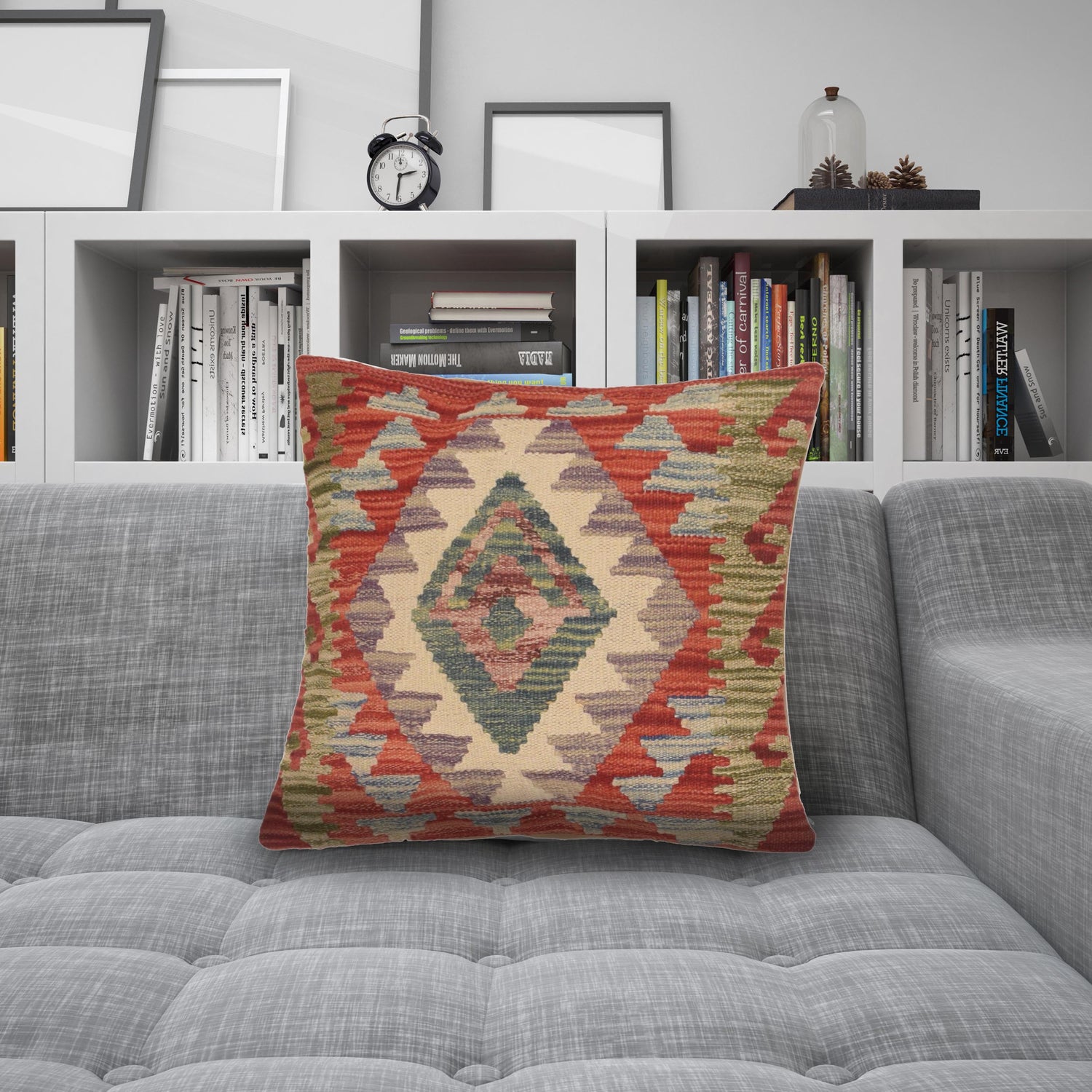 Turkish Design Kilim Cushion 1' 7" x 1' 6" (ft) - No. 34467