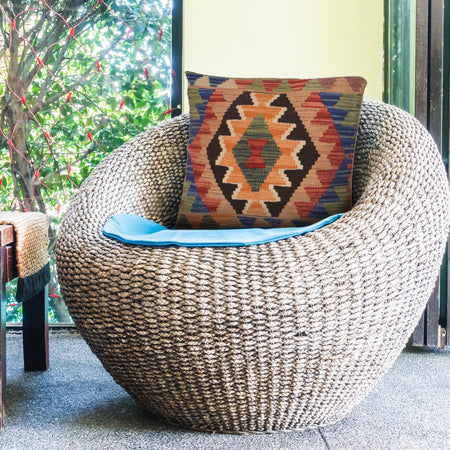 Turkish Style Kelim Cushion 1' 6" x 1' 6" (ft) - No. 34471