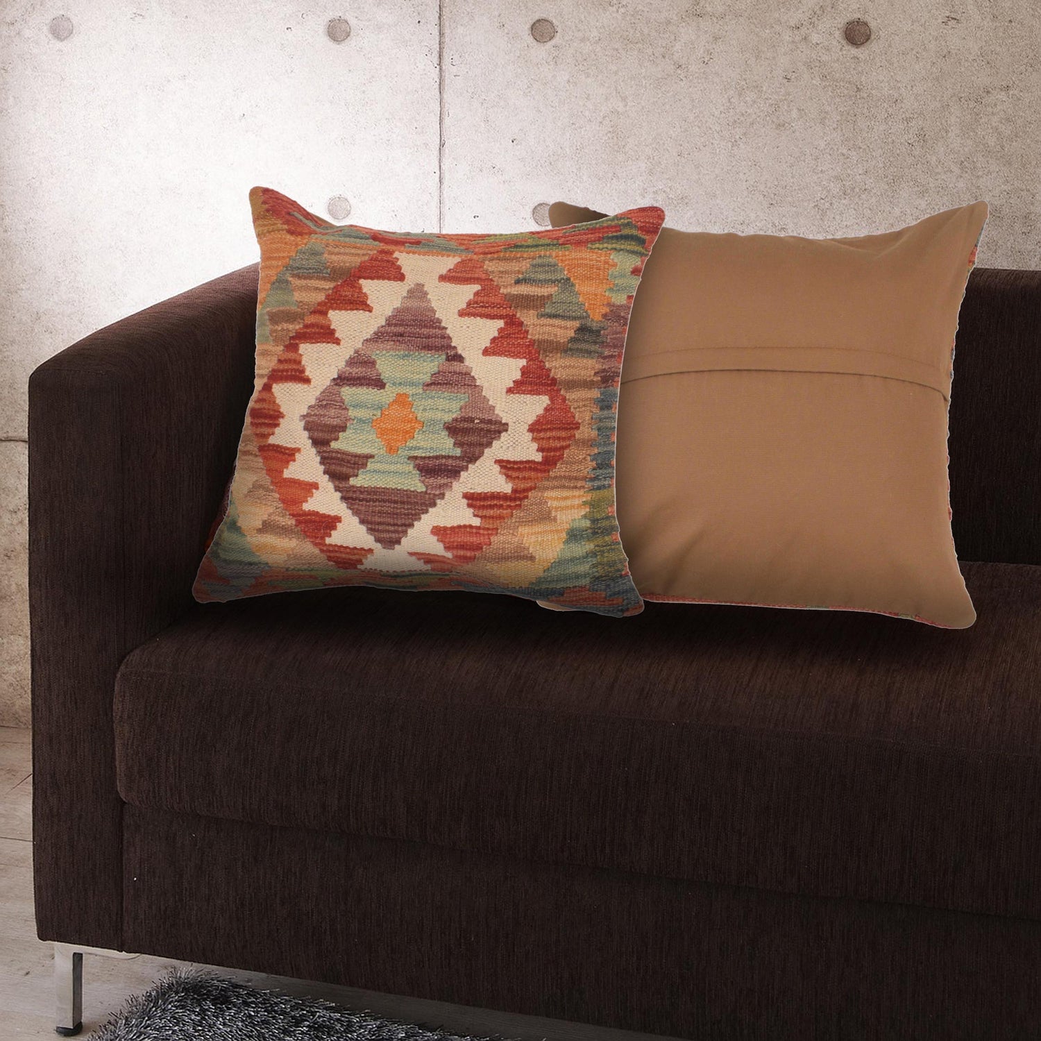 Turkish Style Kelim Cushion 1' 6" x 1' 6" (ft) - No. 34496