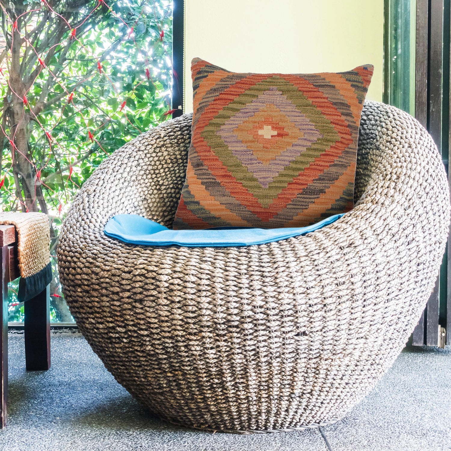 Square Size Kelim Cushion 1' 7" x 1' 7" (ft) - No. 34498