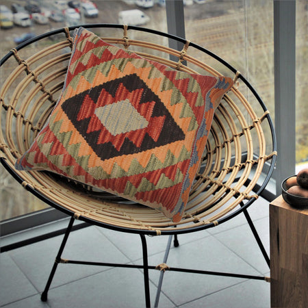 Hand Knotted Kilim Cushion 1' 6" x 1' 6" (ft) - No. 34503a