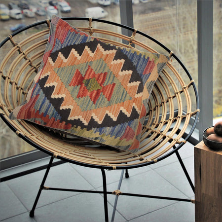 Turkish Design Kilim Cushion 1' 6" x 1' 6" (ft) - No. 34521