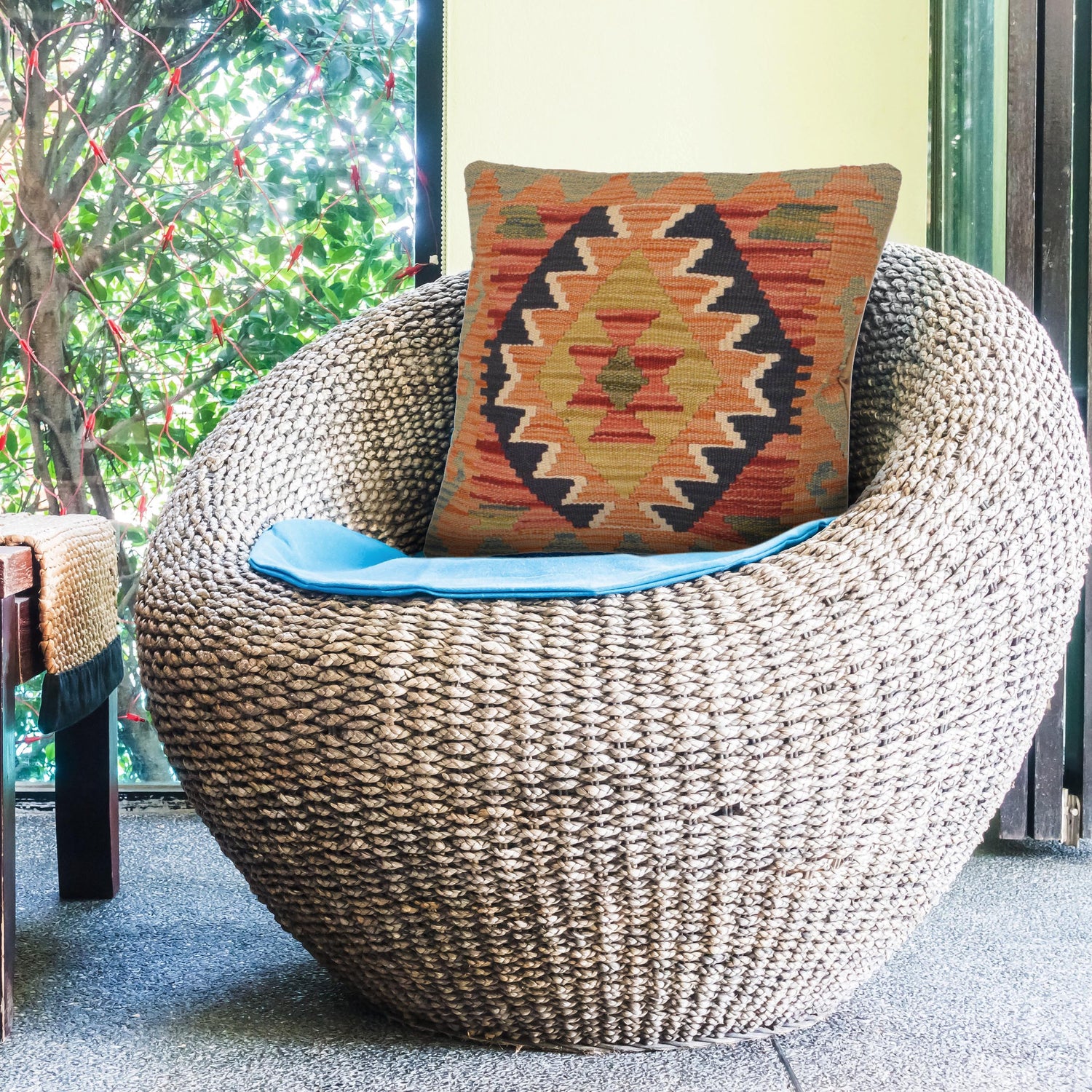 Turkish Design Kilim Cushion 1' 6 x 1' 6 (ft) - No. 34524