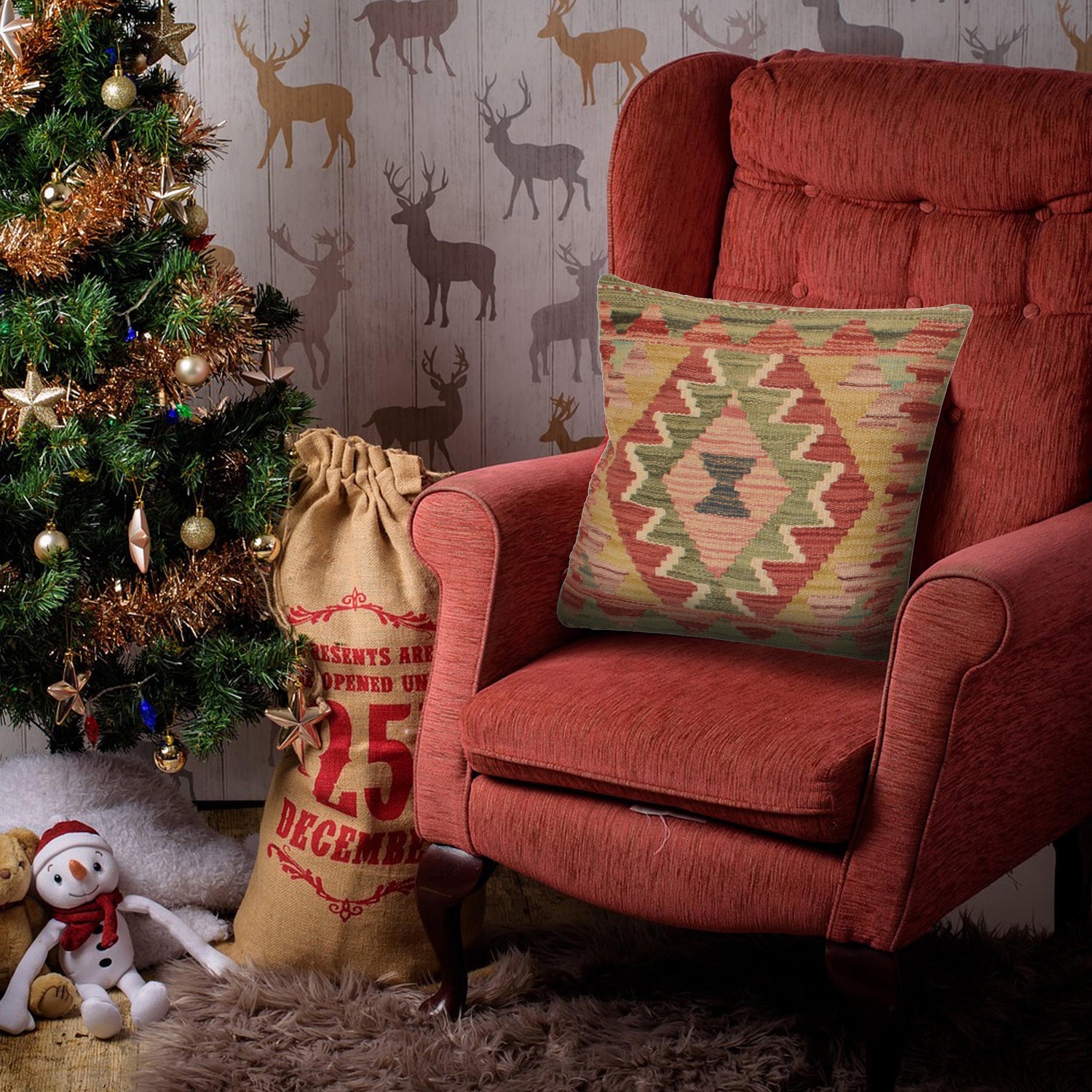 Square Size Kelim Cushion 1' 4 x 1' 5 (ft) - No. 34537