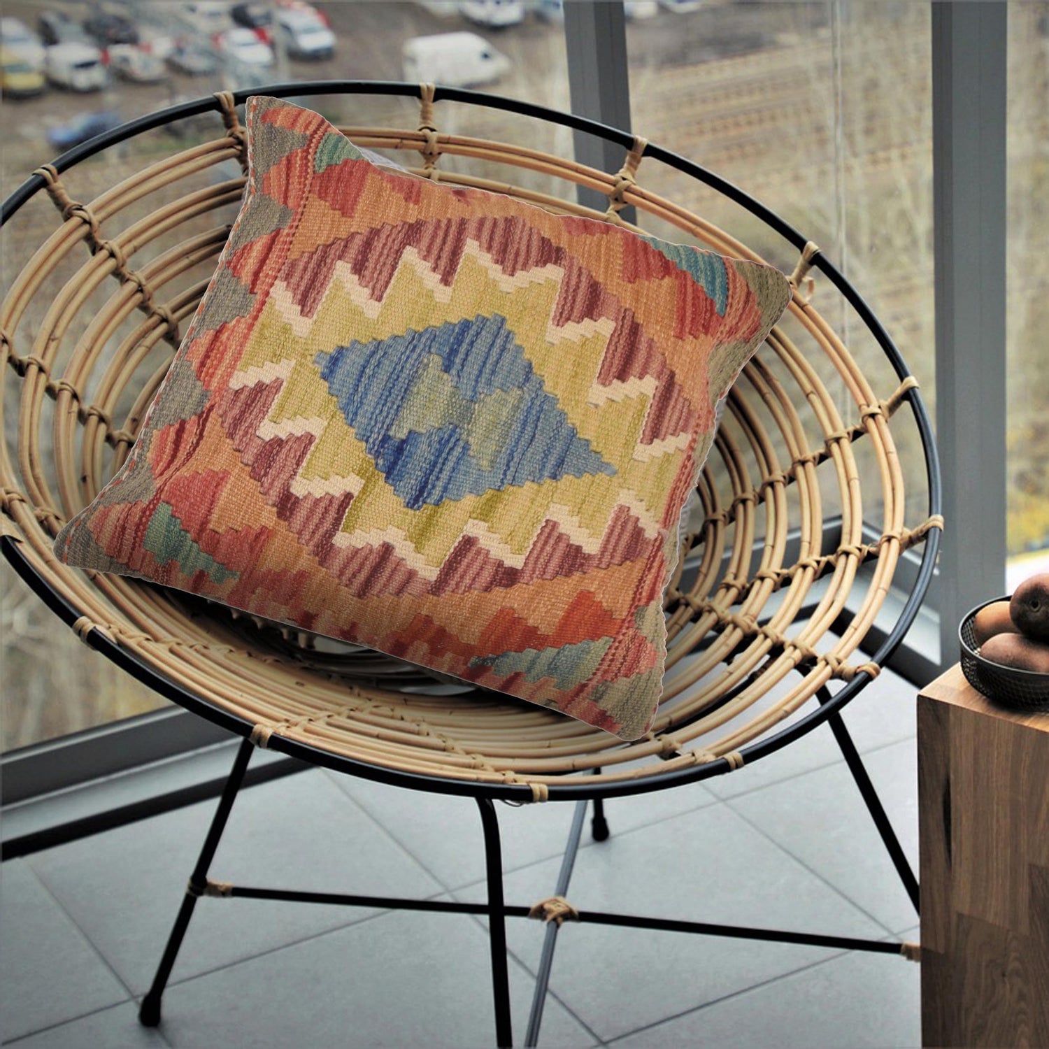 Vegetable Kilim Cushion Cover 1' 6" x 1' 6" (ft) - No. 34539