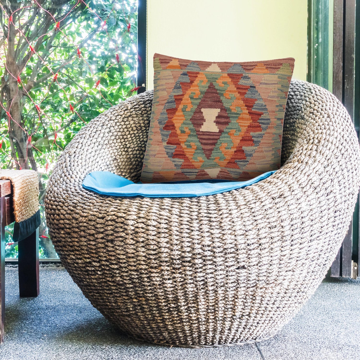 Square Size Kelim Cushion 1' 6" x 1' 6" (ft) - No. 34560