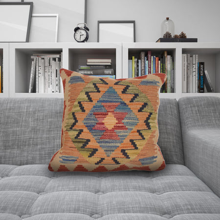 Hand Knotted Kilim Cushion 1' 6" x 1' 6" (ft) - No. 34565