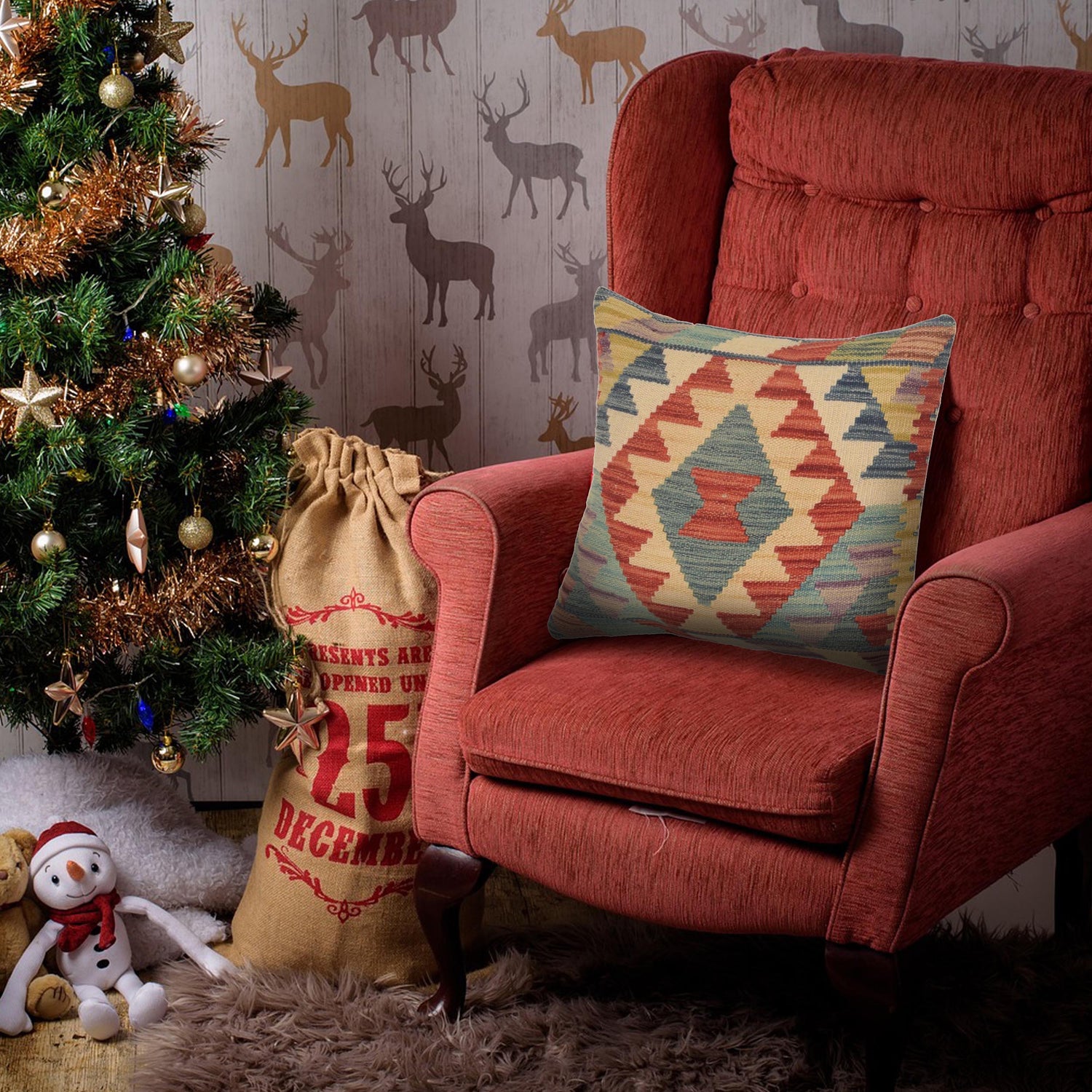 Square Size Kelim Cushion 1' 6" x 1' 6" (ft) - No. 34573