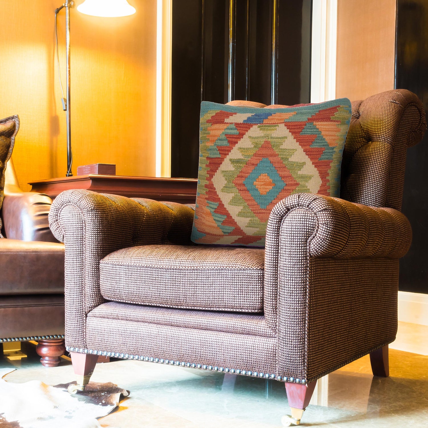 Turkish Style Kelim Cushion 1' 6 x 1' 6 (ft) - No. 34577