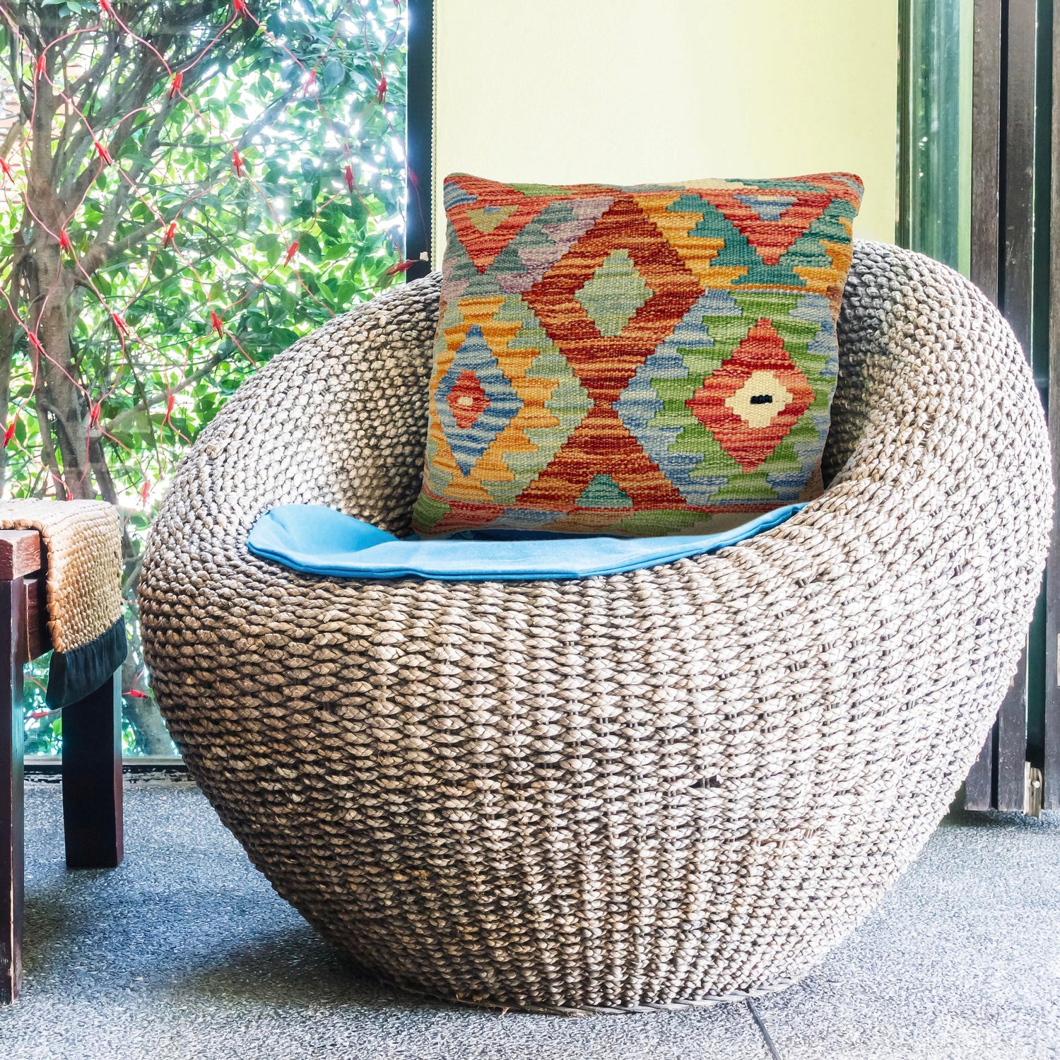 Vegetable Kilim Cushion Cover 1' 5" x 1' 6" (ft) - No. 38460