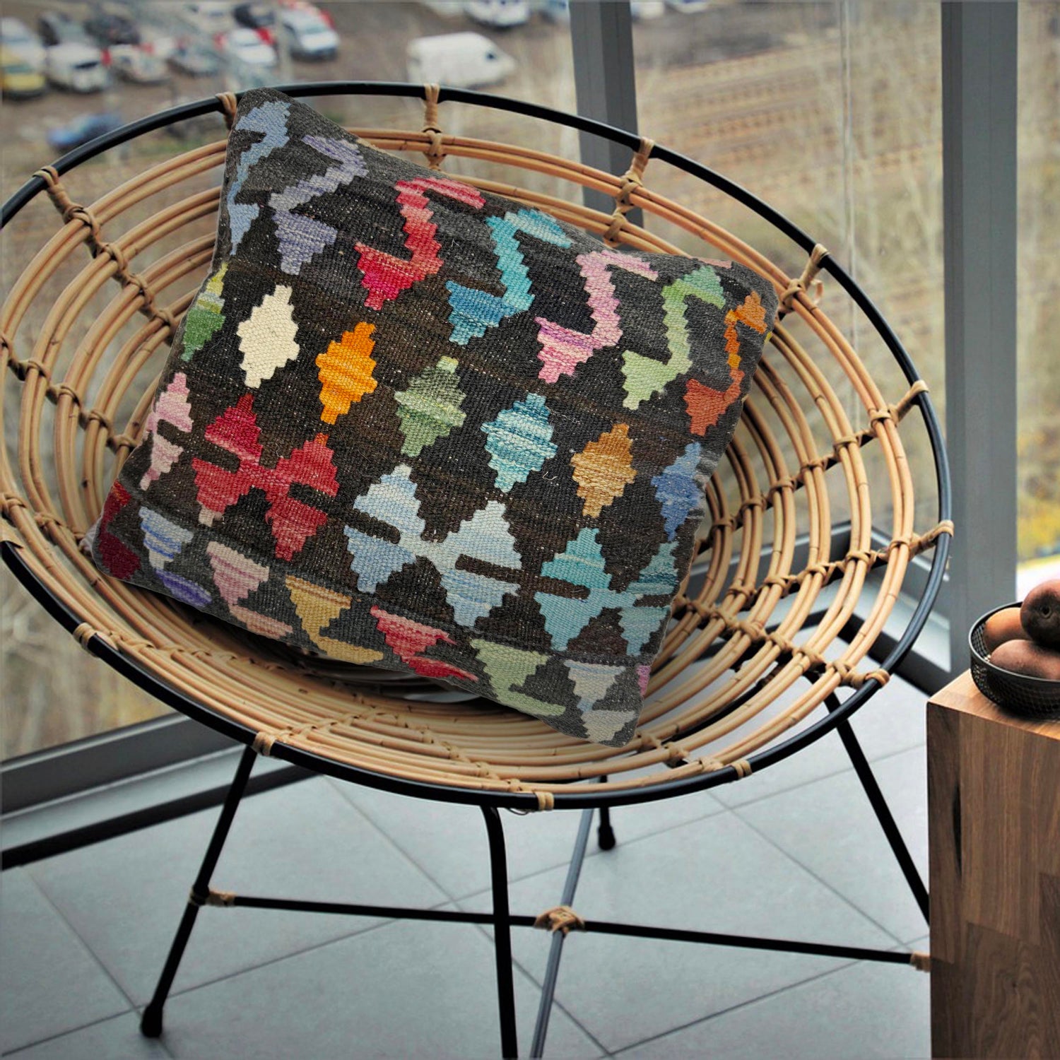 Vegetable Kilim Cushion Cover 1' 5" x 1' 5" (ft) - No. 38466