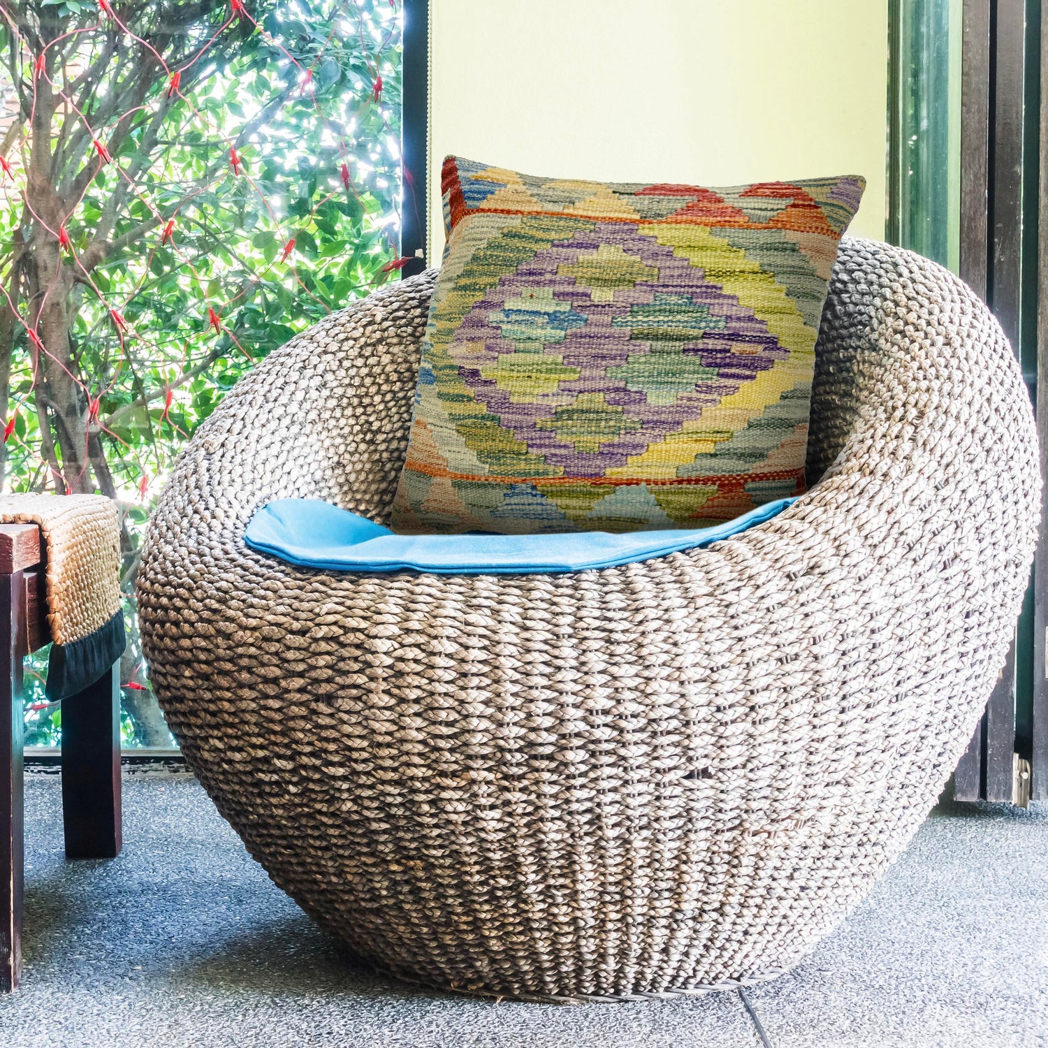 Turkish Style Kelim Cushion 1' 6" x 1' 5" (ft) - No. 38469