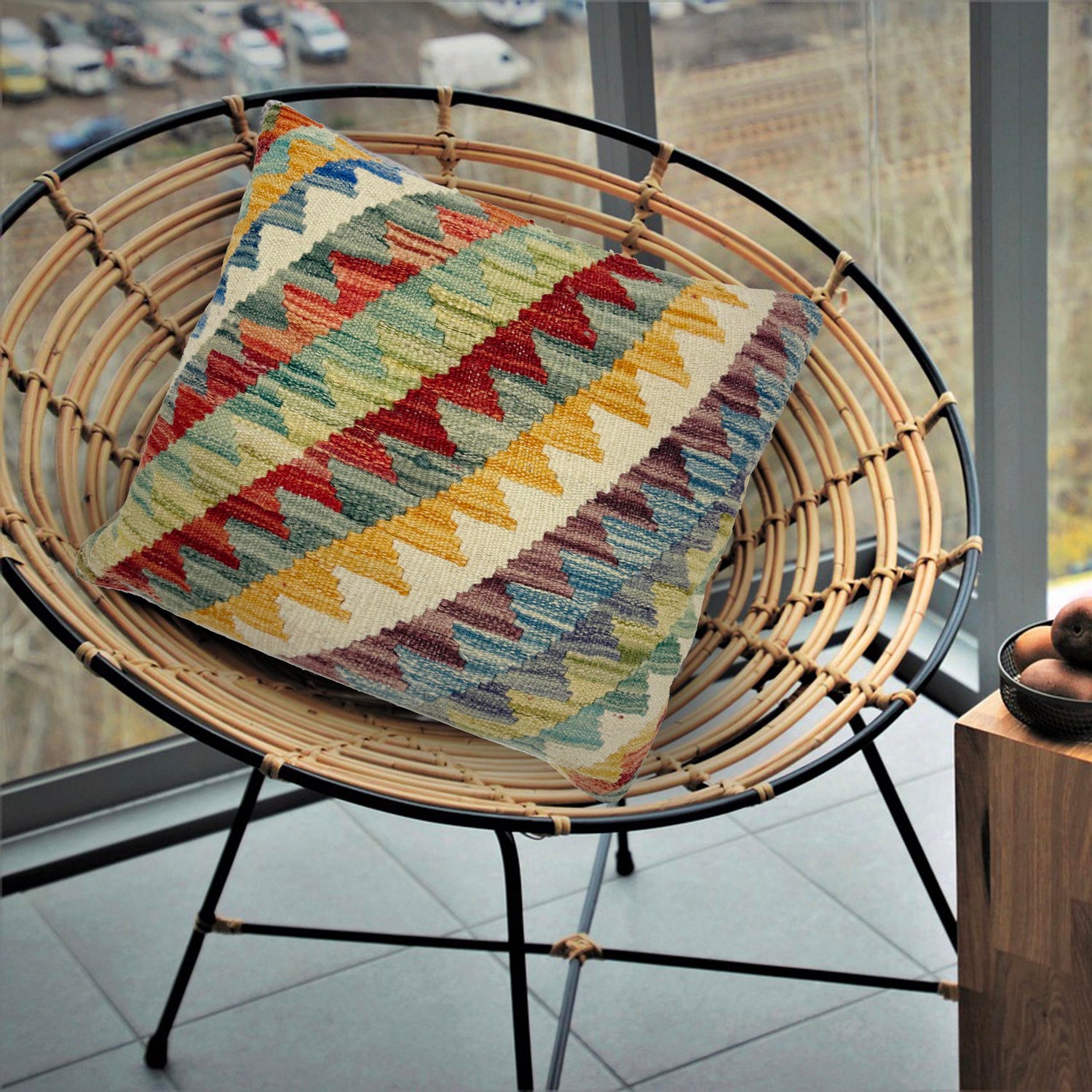 Hand Knotted Kilim Cushion 1' 5" x 1' 6" (ft) - No. 38475