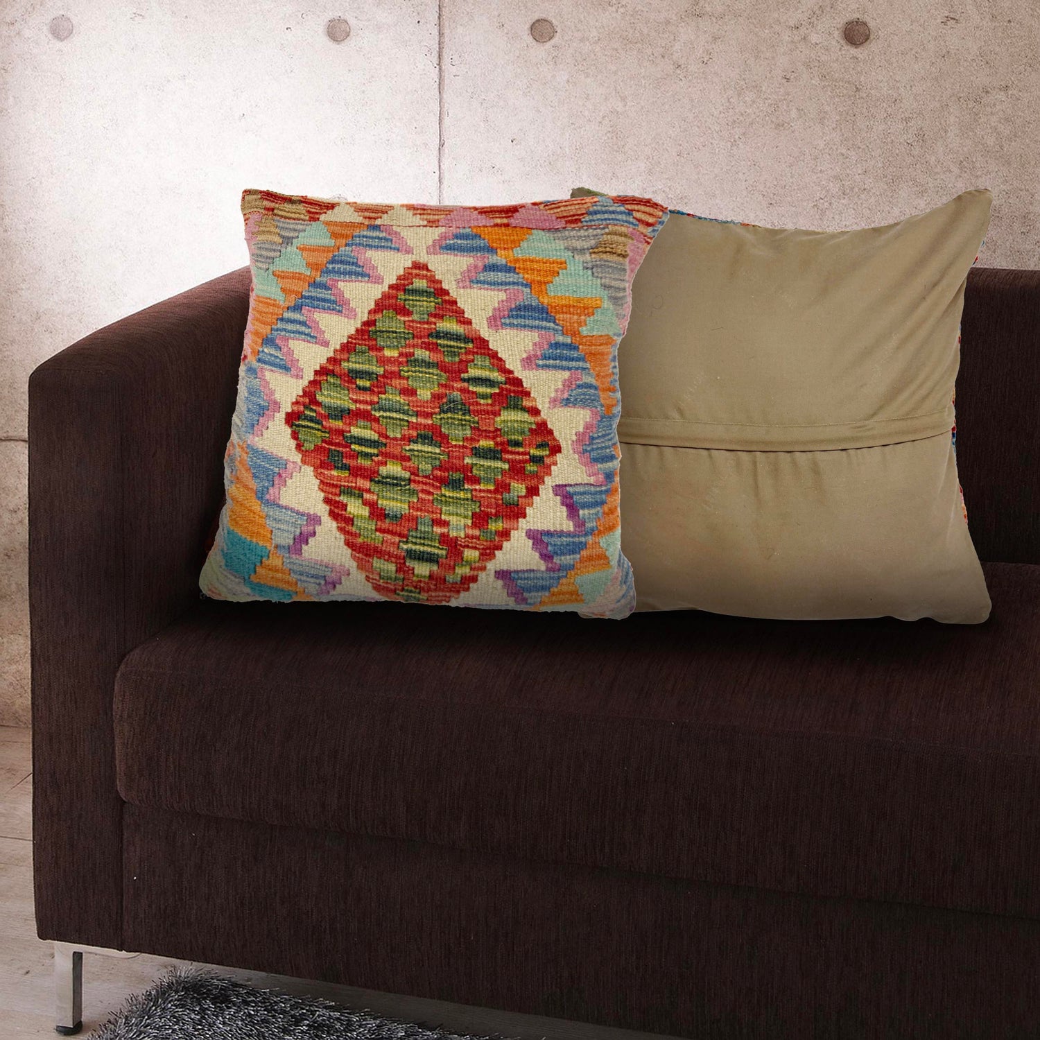 Turkish Style Kelim Cushion 1' 5" x 1' 6" (ft) - No. 38476