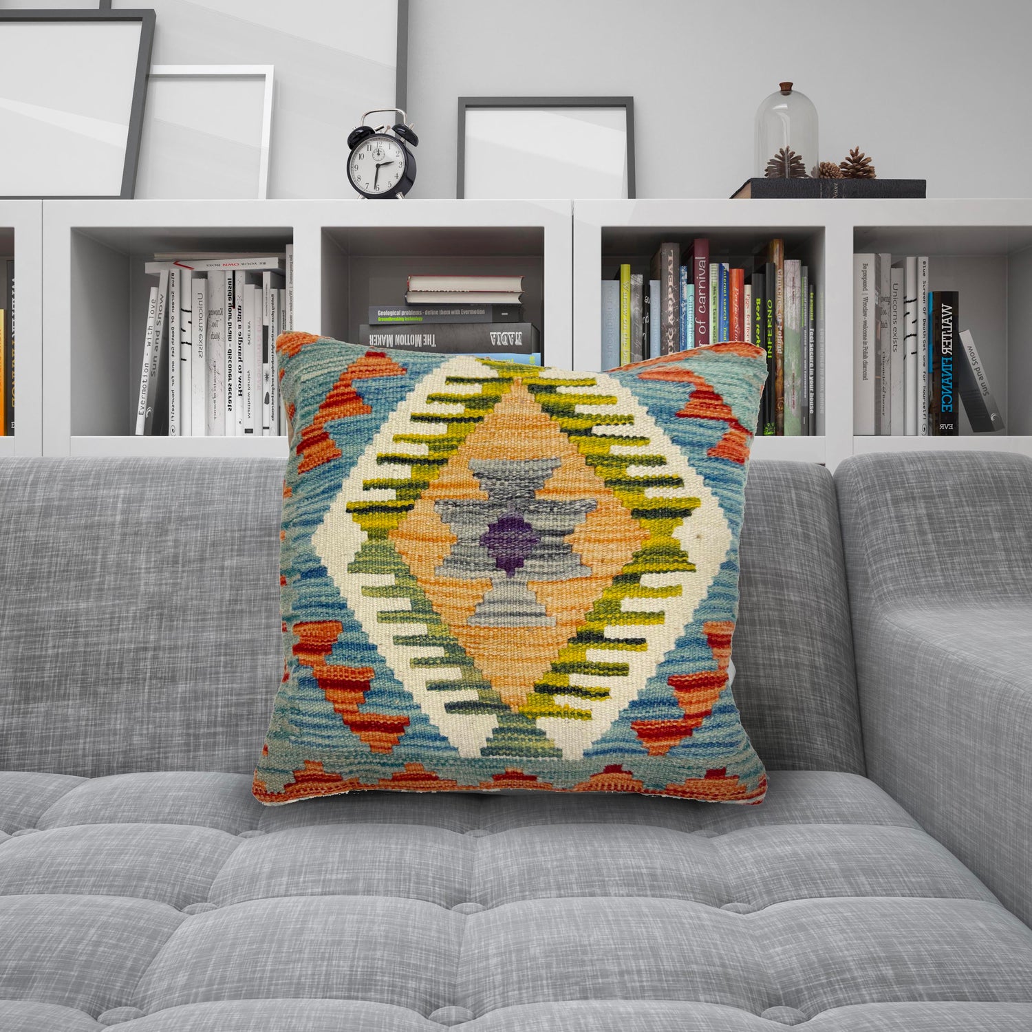 Turkish Style Kelim Cushion 1' 6" x 1' 6" (ft) - No. 38483
