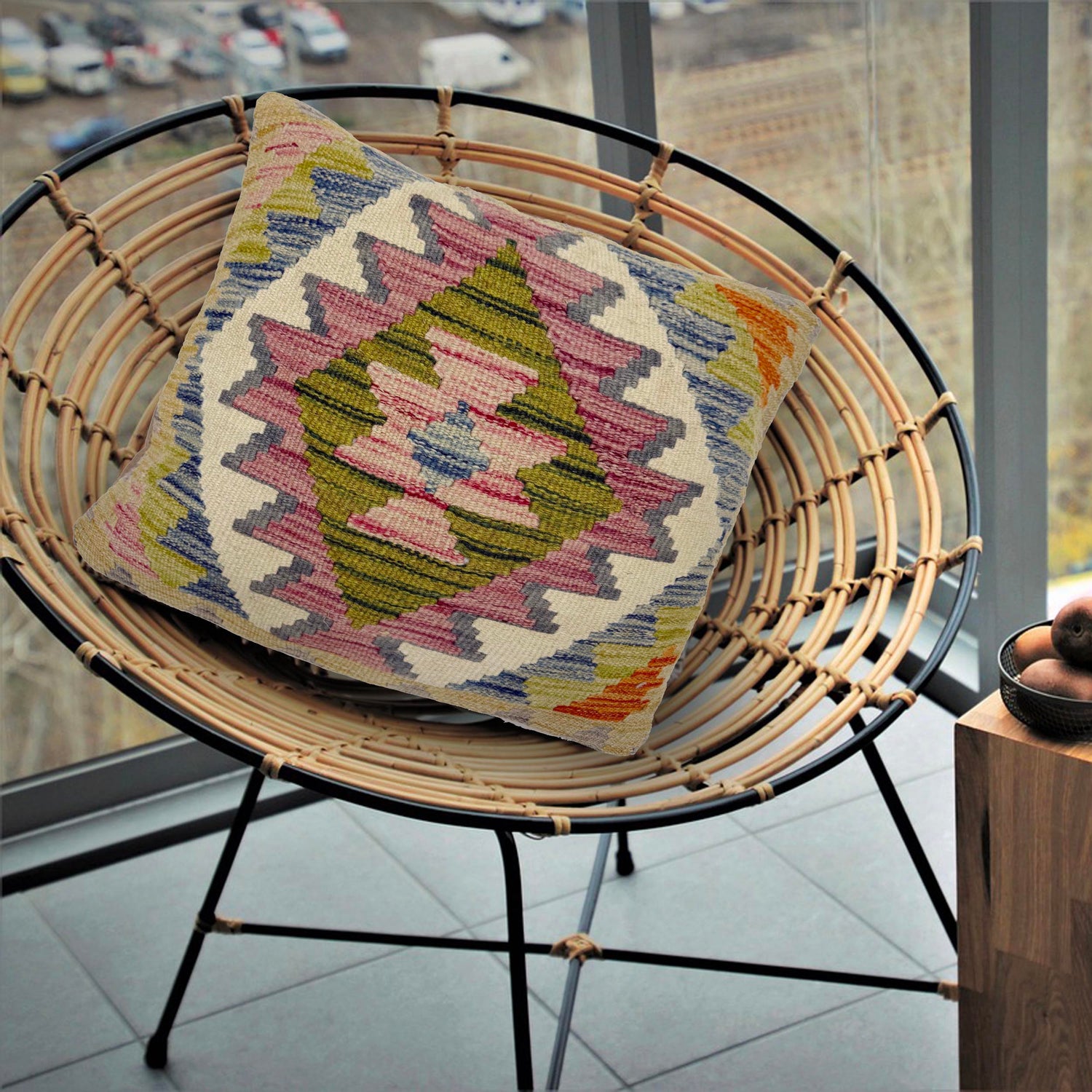 Turkish Design Kilim Cushion 1' 5" x 1' 6" (ft) - No. 38493