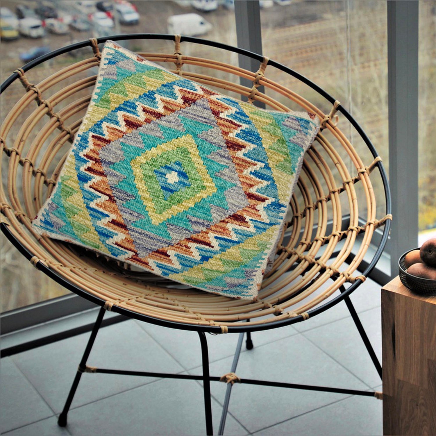 Vegetable Kilim Cushion Cover 1' 5" x 1' 6" (ft) - No. 38502
