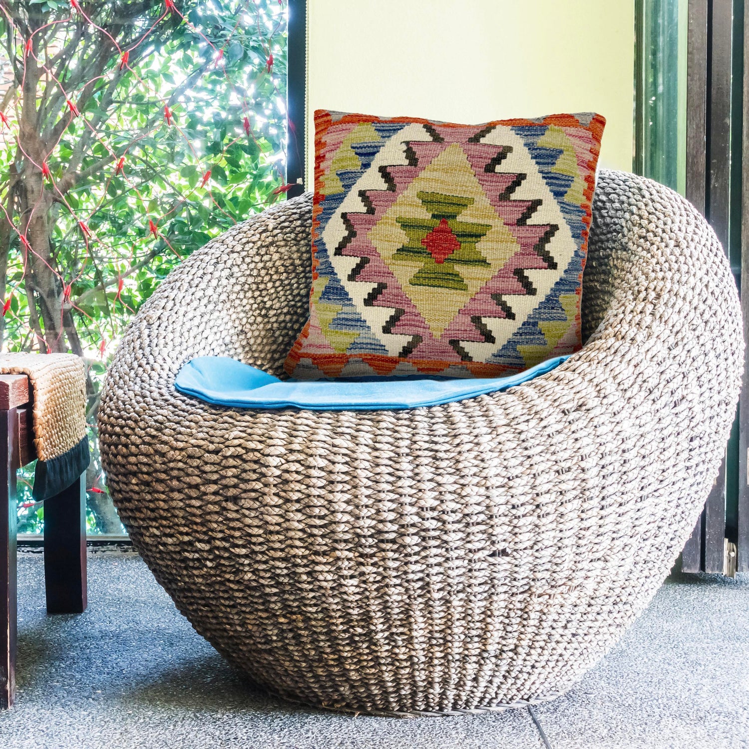 Turkish Style Kelim Cushion 1' 5" x 1' 6" (ft) - No. 38505