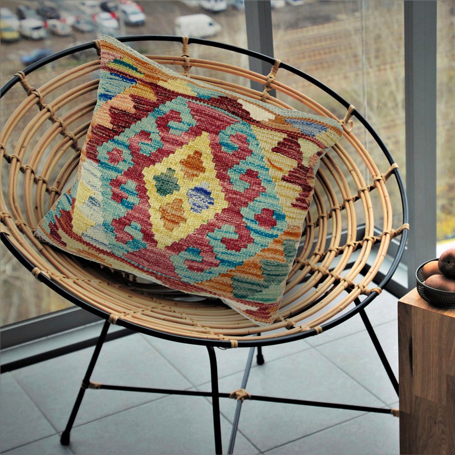 Hand Knotted Kilim Cushion 1' 6" x 1' 4" (ft) - No. 38511