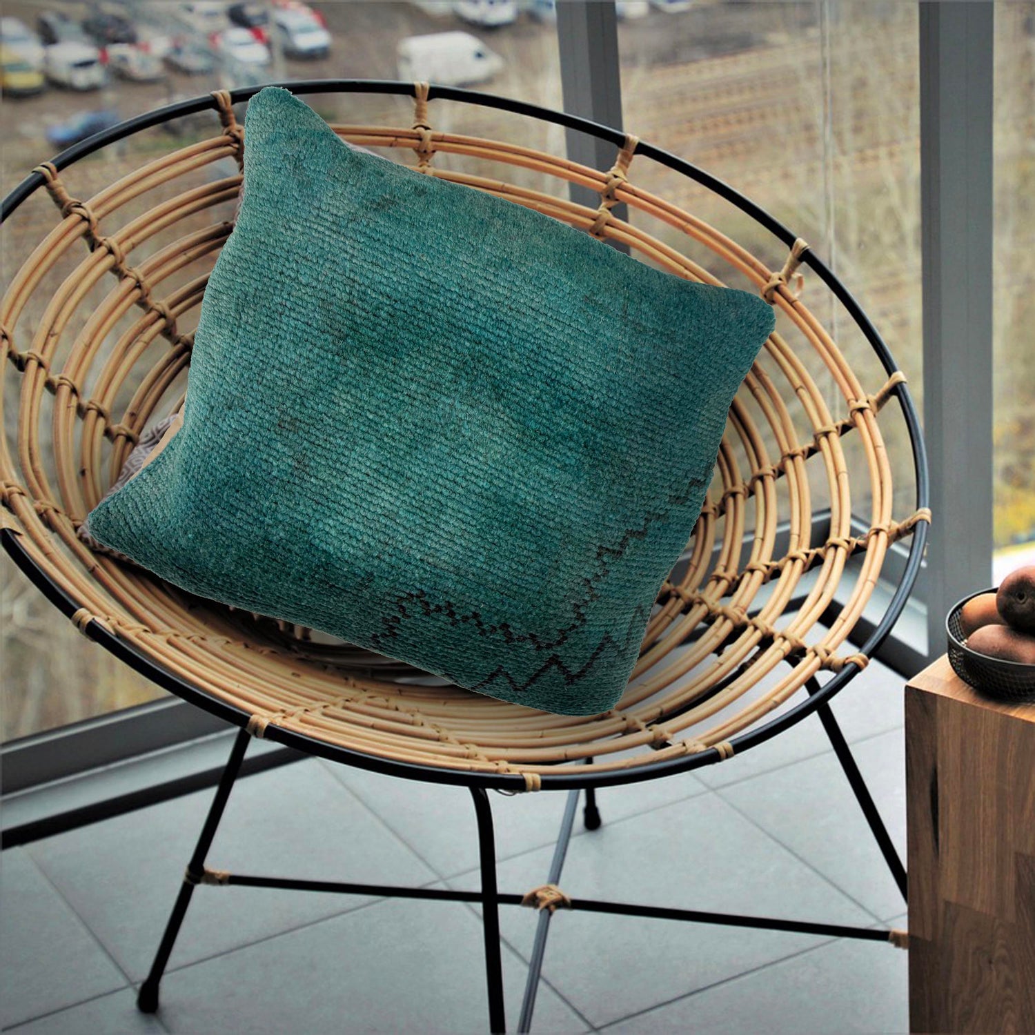 Handmade Overdyed Carpet Cushion 1' 5" x 1' 4" (ft) - No. 38529