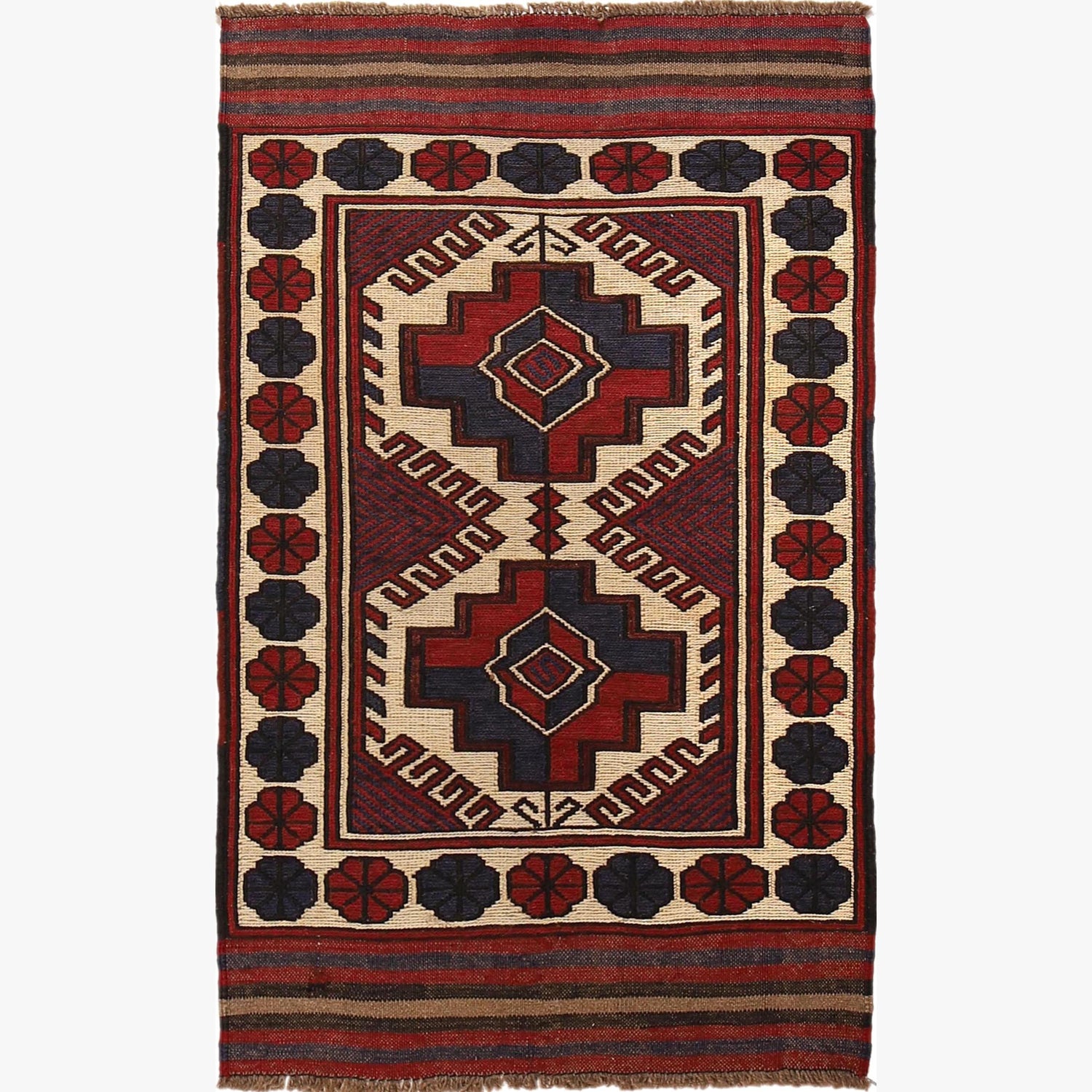 Handmade Vintage Kilim 2' 9" x 4' 5" (ft) - No. 3975