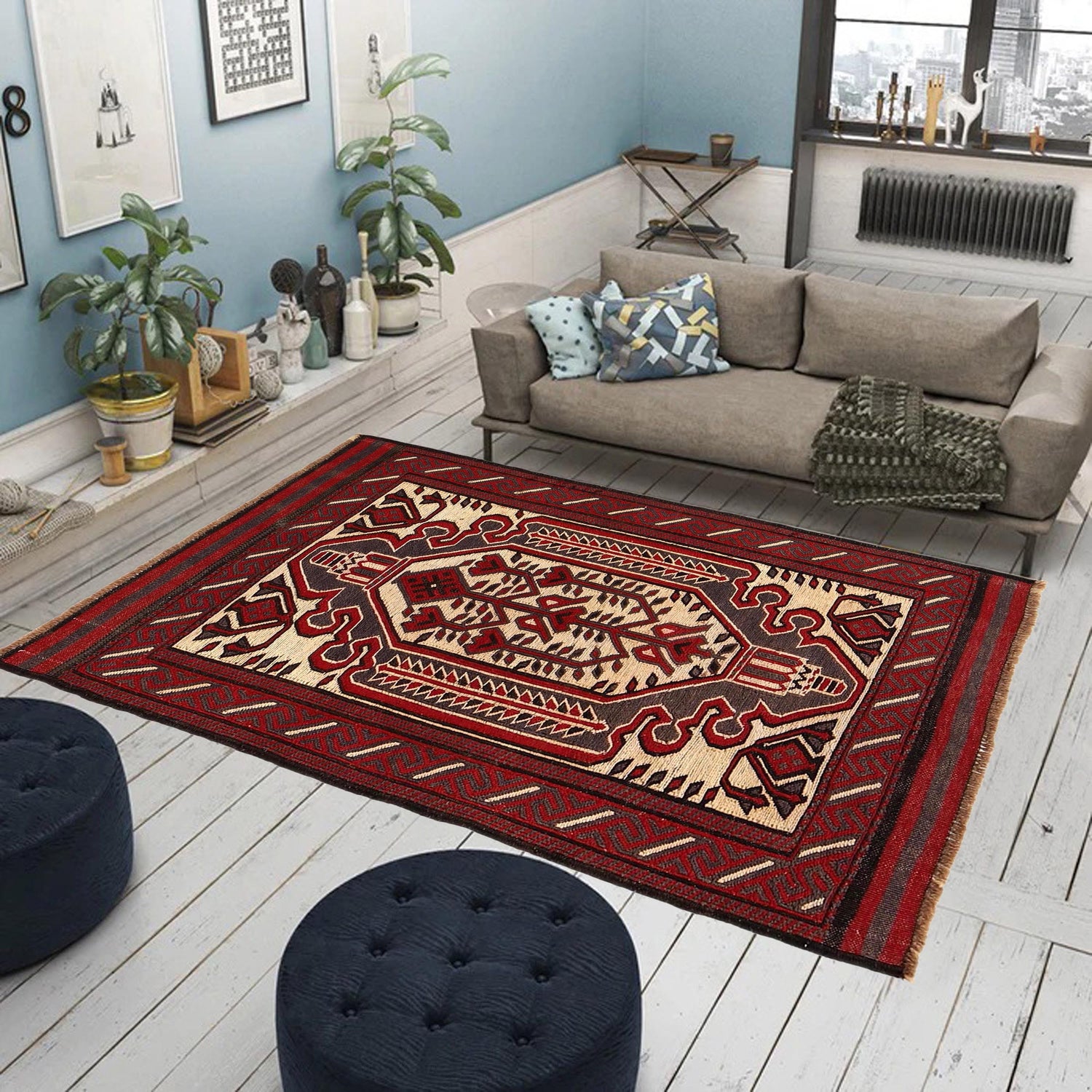 Hand Knotted Vintage Kilim 3' 0" x 4' 8" (ft) - No. 3985