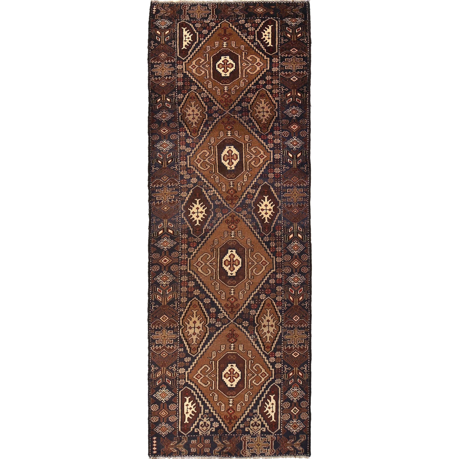 Handmade Vintage Baluch Runner 2' 11" x 8' 10" (ft) - No. AL40