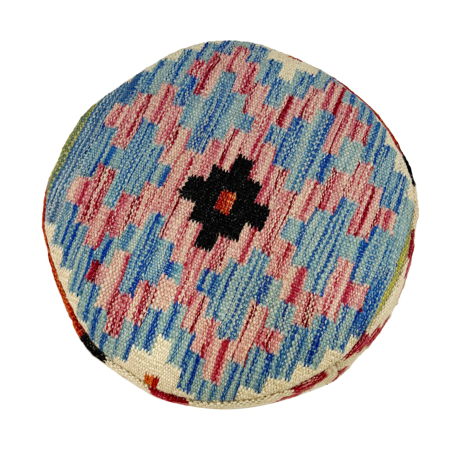 Handmade Kilim Round Stool for Home 1' 2" x 1' 5" (ft) - No. AL4
