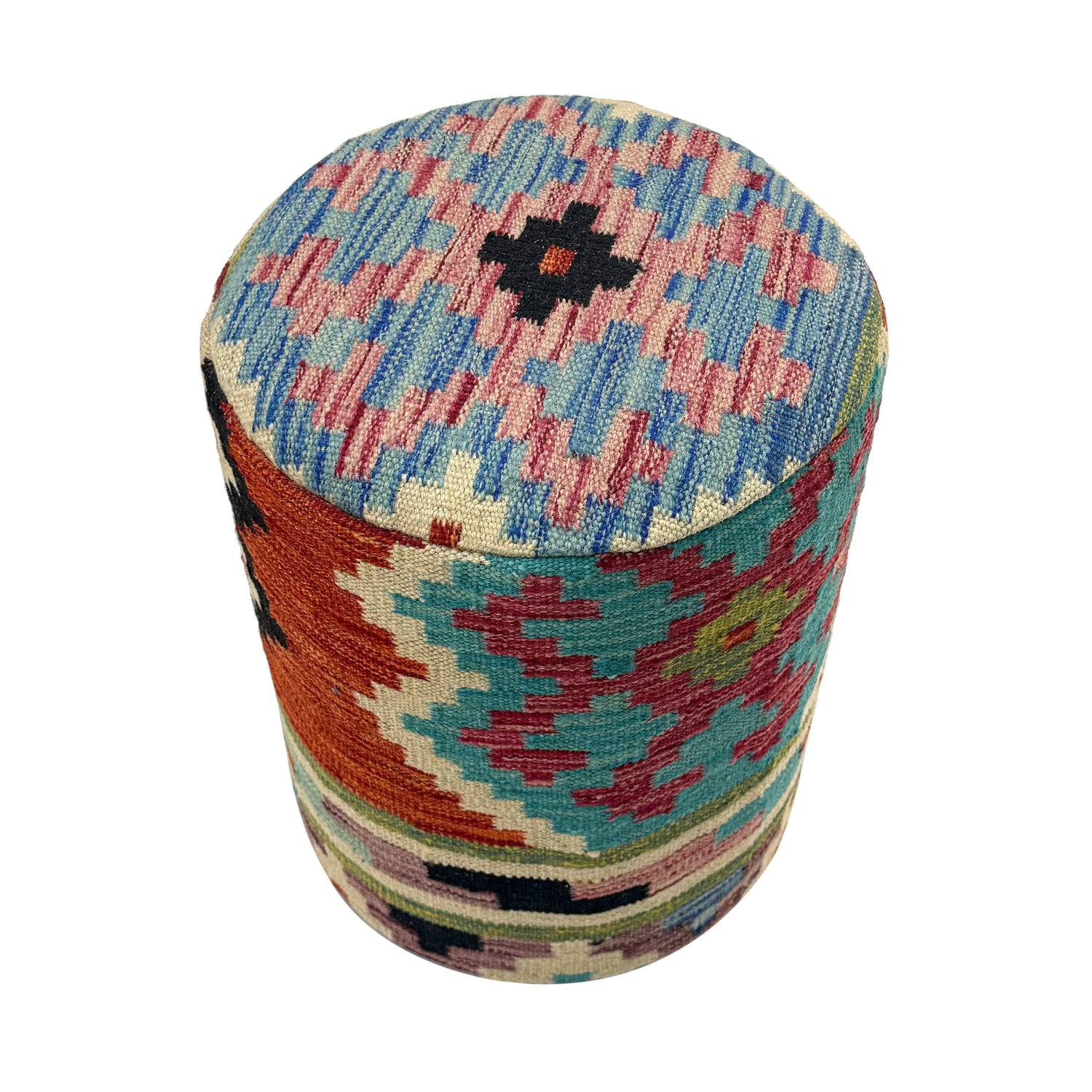 Handmade Kilim Round Stool for Home 1' 2" x 1' 5" (ft) - No. AL4