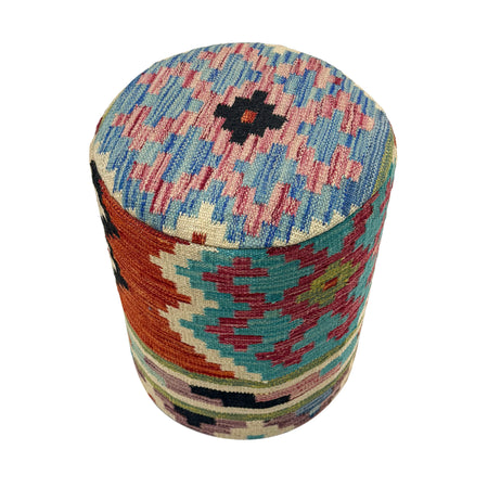 Handmade Kilim Round Stool for Home 1' 2" x 1' 5" (ft) - No. AL4