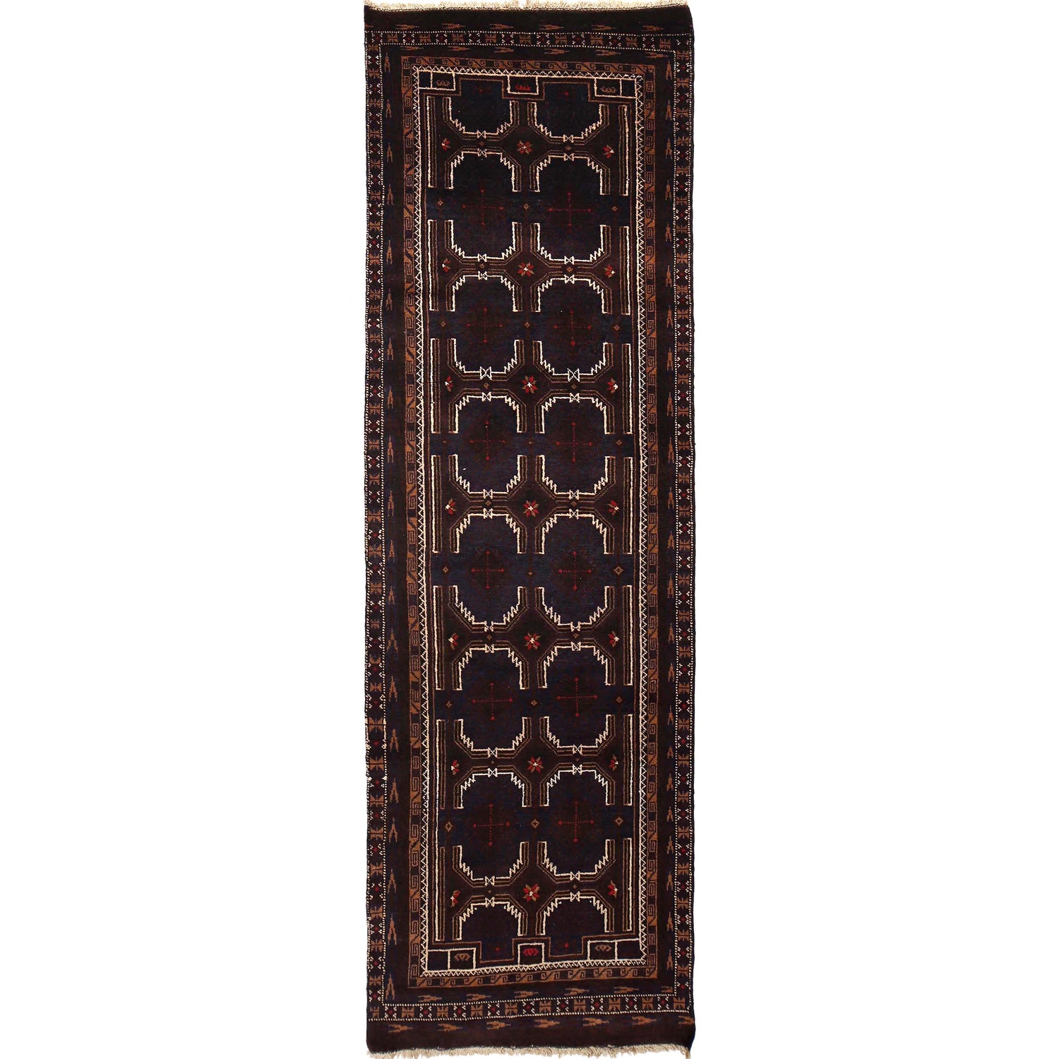 Hand Knotted Vintage Baluchi Runner 2' 7" x 8' 11" (ft) - No. AL50